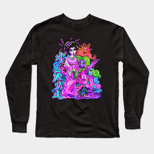 Pink Geisha Long Sleeve T-Shirt by ogfx